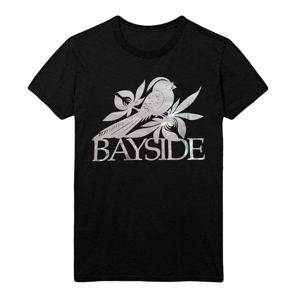 Bird Silver On Black T-Shirt