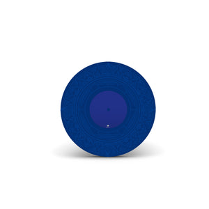 A round, transparent blue Bayside vinyl record featuring intricate decorative patterns along the outer edge, displayed against a plain white background.