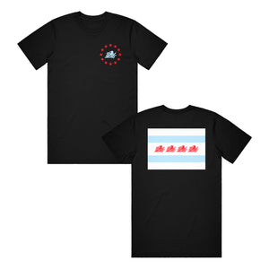 Chicago Flag Black T-Shirt