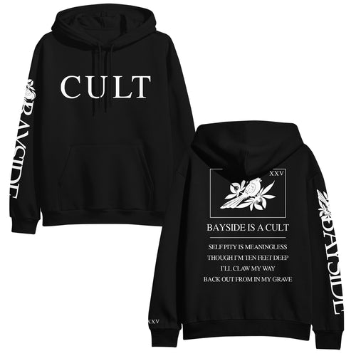 This Bayside black midweight pullover hoodie features 