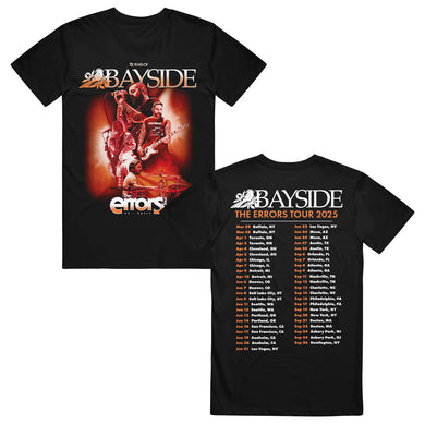 Bayside black band tee in a modern classic fit, showcases a live performance image and 