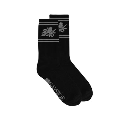 Birds Black Knit Socks