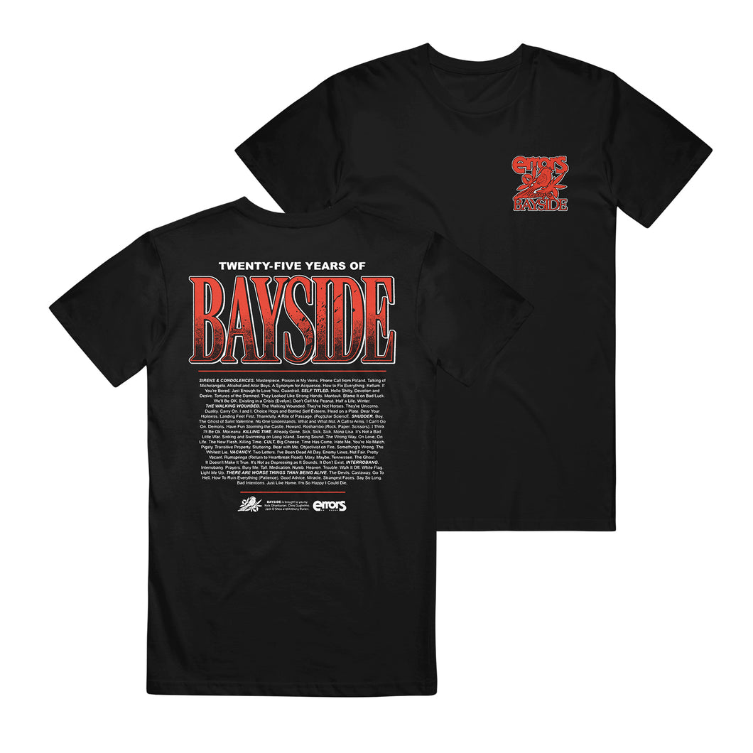 bayside Song Title Black T-Shirt  front and back