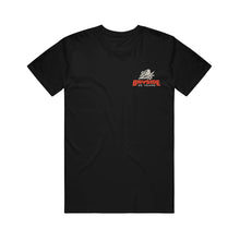 Load image into Gallery viewer, Black Bayside T-Shirt with a small car graphic and “Bayside 35 Years” text on the left chest—ideal for fans of sleek style and classic automotive vibes.