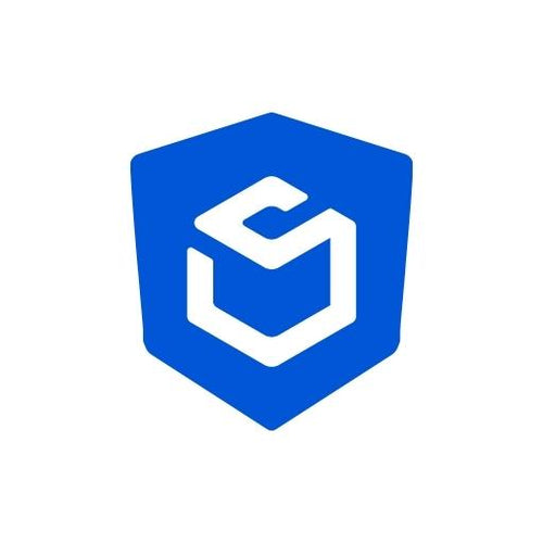 A blue hexagonal shield with a white stylized S in the center, forming a 3D geometric design, represents ShipAid’s commitment to shipping protection and order insurance on a white background.