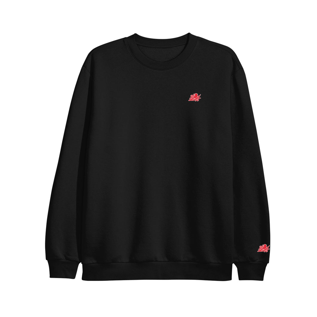 Embroidered Logo Black Crewneck – Bayside - Main Image